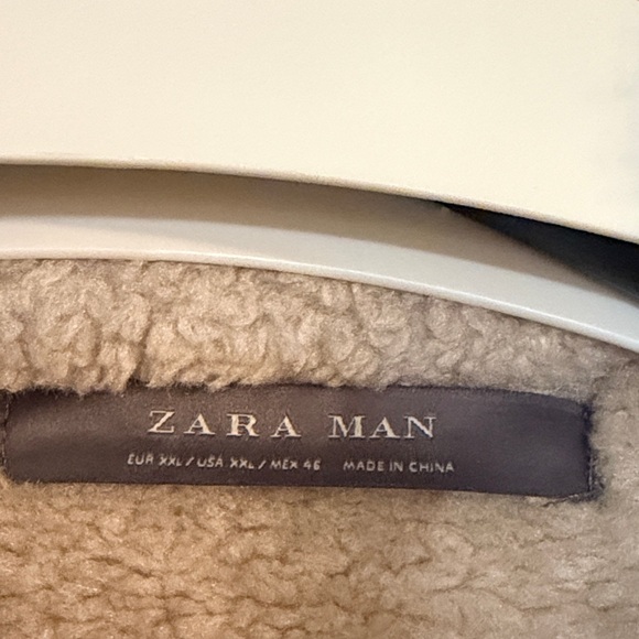 Zara Tan Sherpa-lined Bomber Jacket - Picture 2 of 6